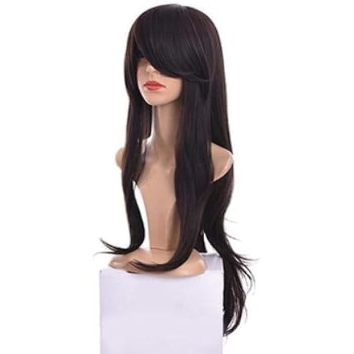 DILLARDS Long Brown Synthetic Wig With Straight Bangs - Image 3